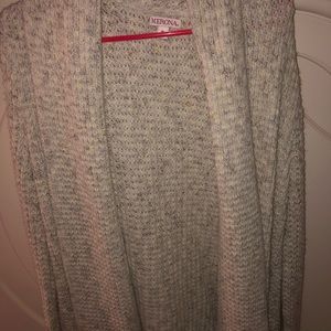 Grey & Cream Sweater Cardigan